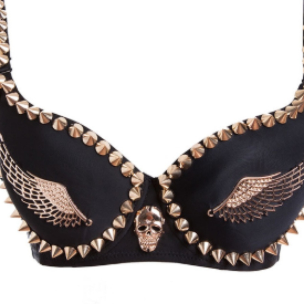 NWT Skull Wings Studded Sexy Bra Costume Lingerie